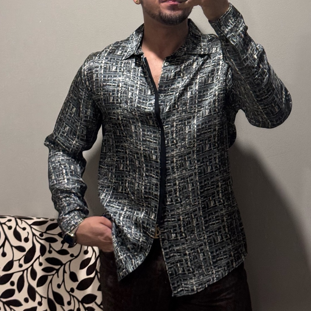 Limited edition silk like button down long sleeve shirt